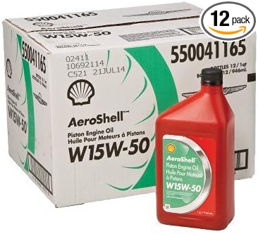 Aeroshell SHAEW155-12 15W50 Shell - Aceite de aviación de 1 cuarto de galón, paquete de 12