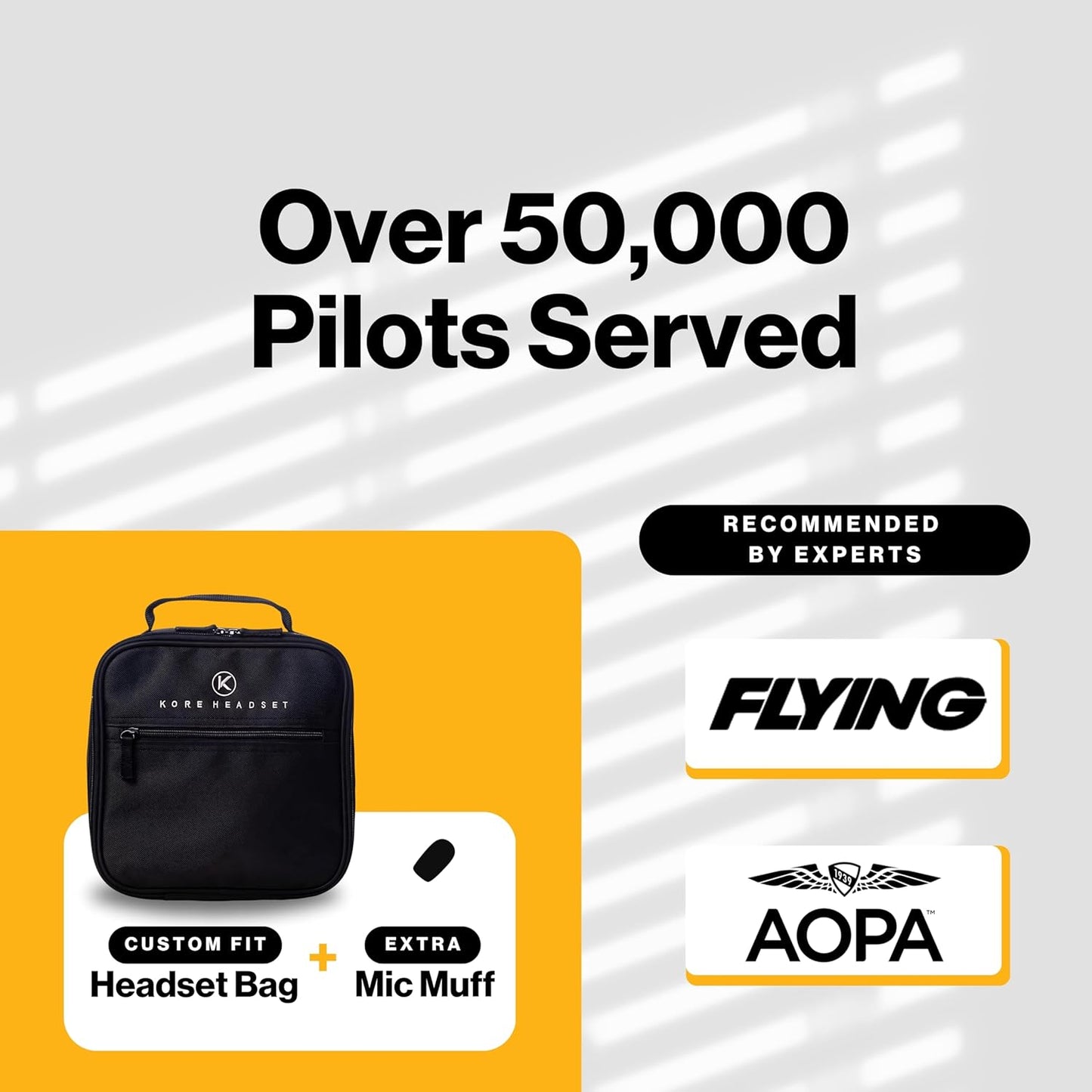 KORE AVIATION H1 Helicopter Pilot Headset - Reducción pasiva de ruido, micrófono con cancelación de ruido, mono, sello de oreja de gel, diadema ajustable, puerto AUX, enchufe U-174 y bolsa de auriculares gratis