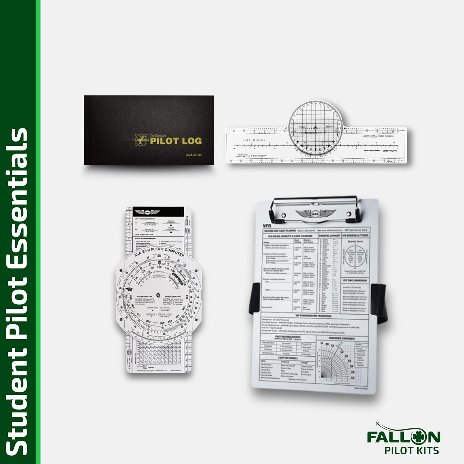 Student Pilot Essentials Kit – Kneeboard, Logbook, E6-B & Plotter