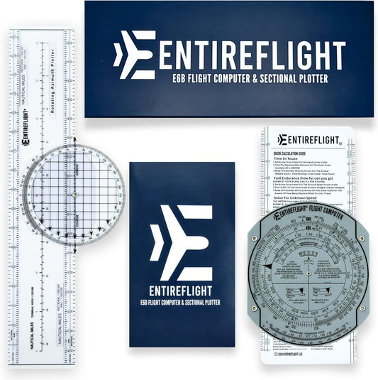 EntireFlight - Computadora de vuelo, trazador de aviación y caja manual E6B - Accesorios esenciales para piloto y herramientas de aviación para su bolsa de vuelo - Uso con gráficos seccionales IFR VFR - Calculadora de vuelo