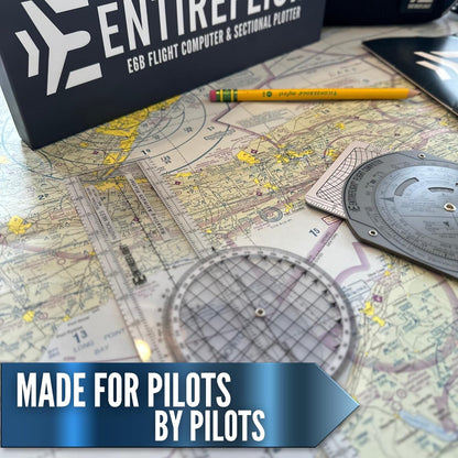 EntireFlight - Computadora de vuelo, trazador de aviación y caja manual E6B - Accesorios esenciales para piloto y herramientas de aviación para su bolsa de vuelo - Uso con gráficos seccionales IFR VFR - Calculadora de vuelo