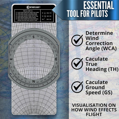 EntireFlight - Computadora de vuelo, trazador de aviación y caja manual E6B - Accesorios esenciales para piloto y herramientas de aviación para su bolsa de vuelo - Uso con gráficos seccionales IFR VFR - Calculadora de vuelo